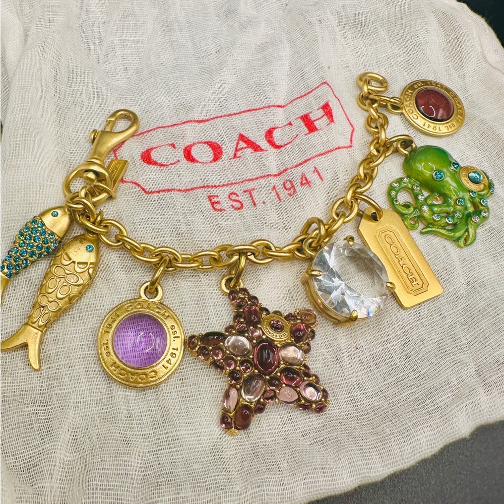 Coach Gold Bracelet with Colorful Charms